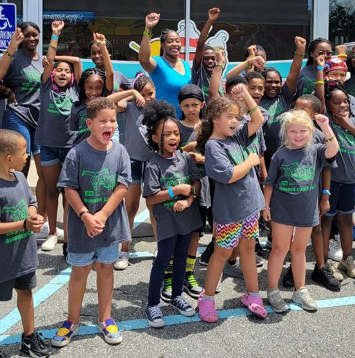 group of summer camp kids